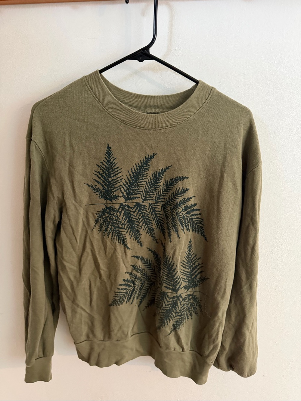 Alternative Apparel Olive Crewneck Sweater with Dark Fern Graphic